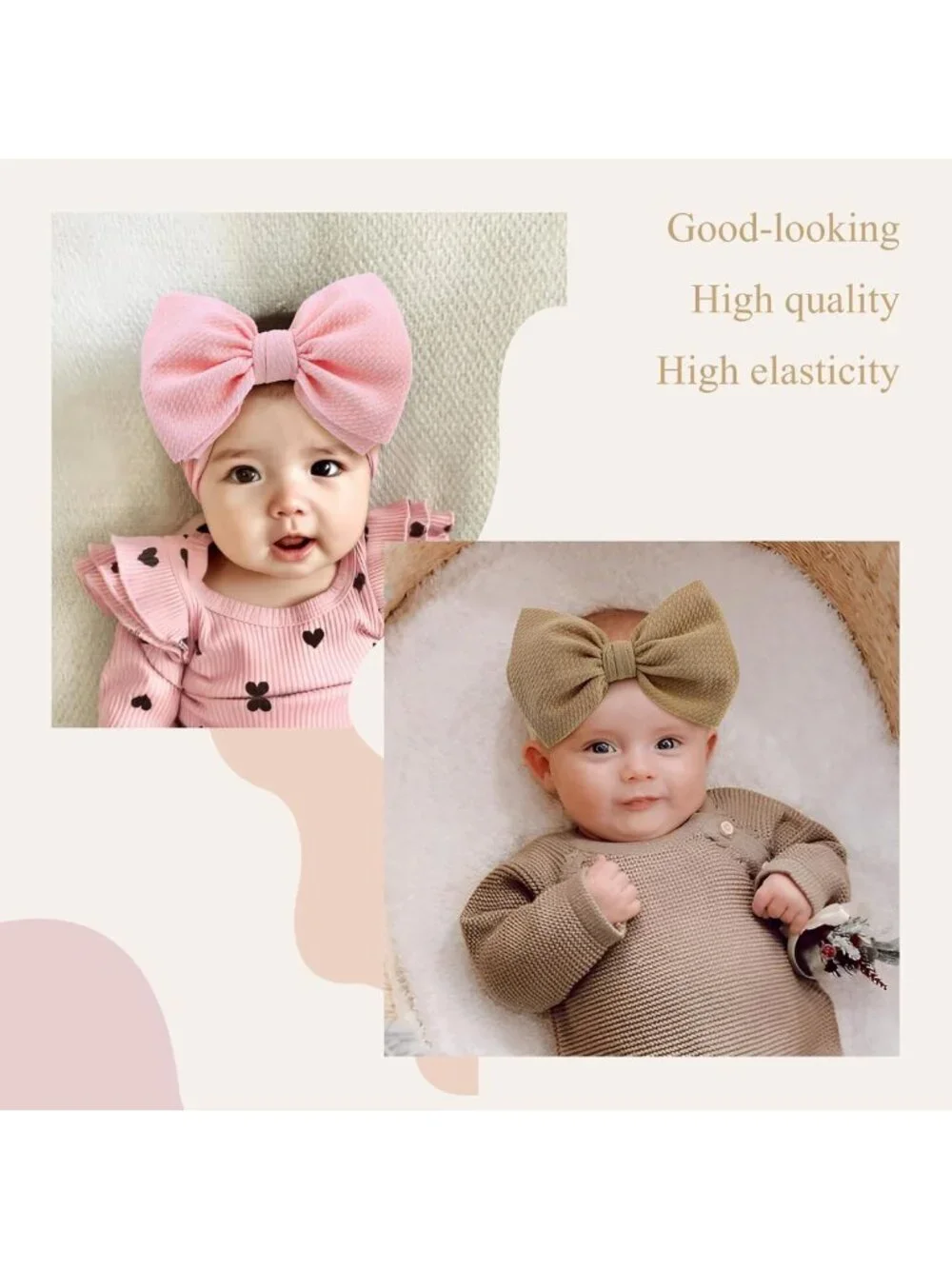 Handmade Baby Headbands - Elastic Nylon Hairbands with Bows for Newborns